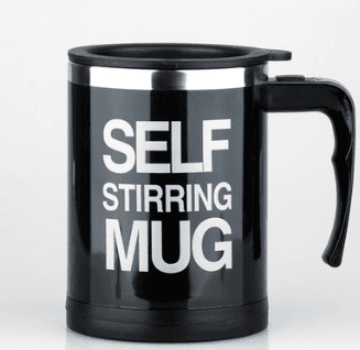 Coffee Self Stirrer Mug With Creative Handle, With Lid