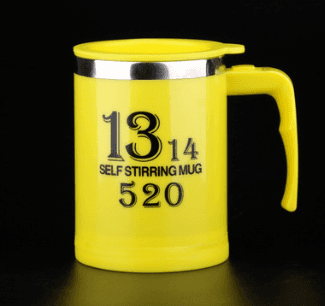 Coffee Self Stirrer Mug With Creative Handle, With Lid