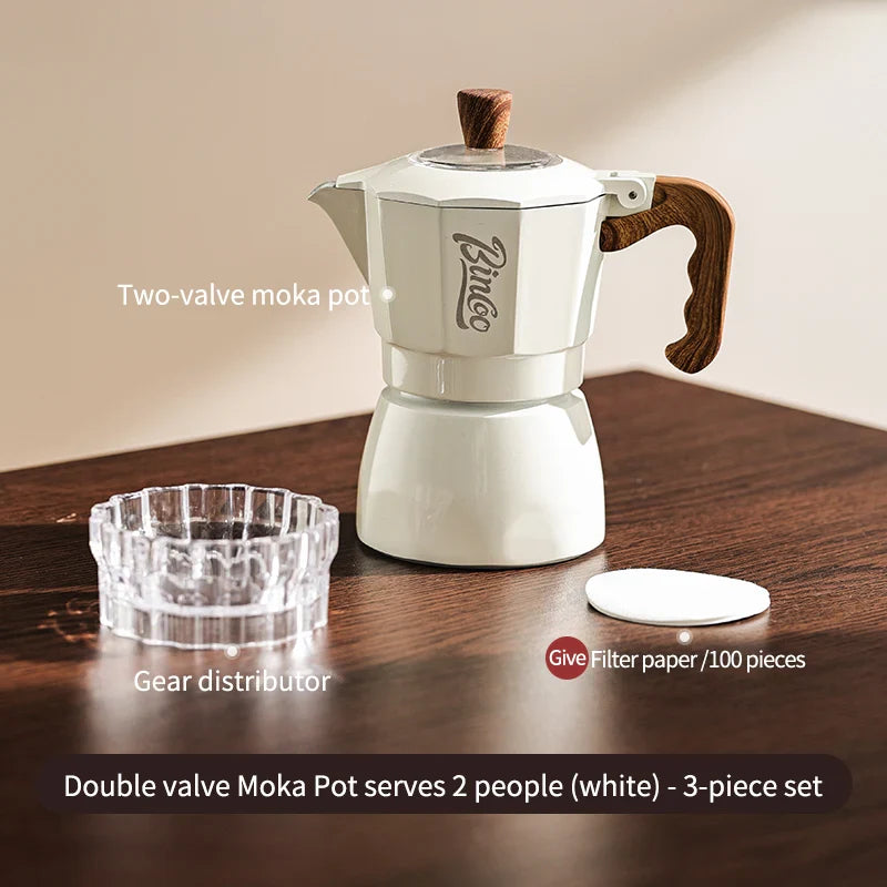 Dual Valve Moka Pot Set with Heater, Home Espresso Maker