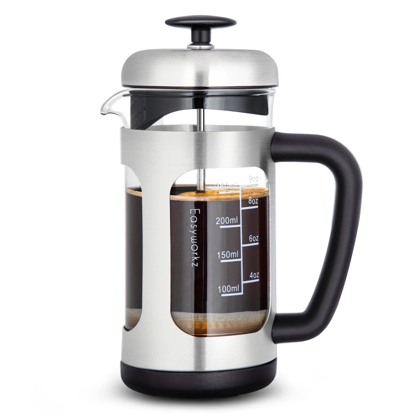 French Press  Coffee Tea Maker with Borosilicate Glass,Soft Grip Handle