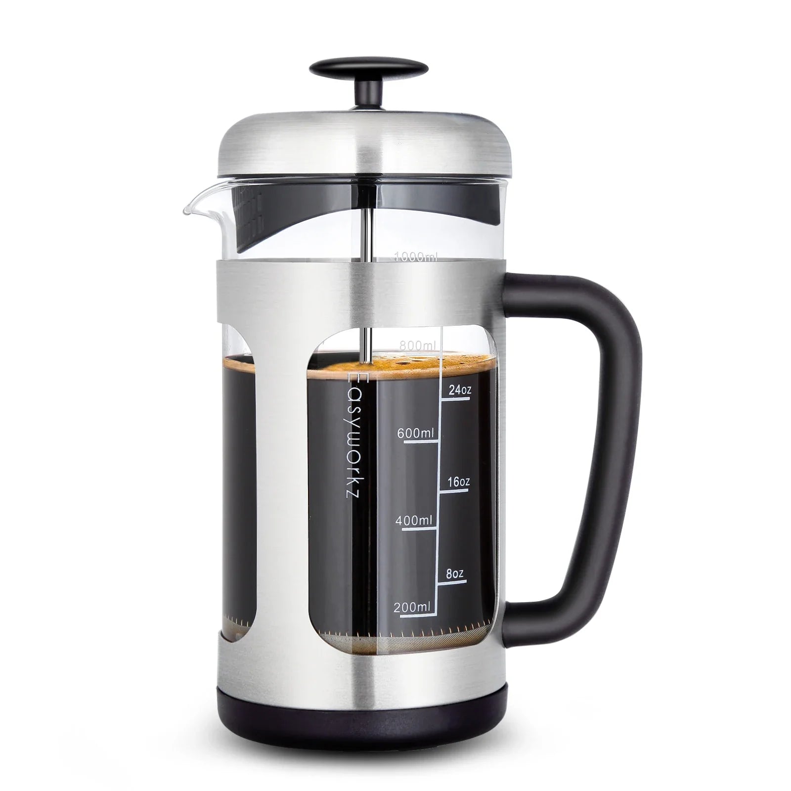 French Press  Coffee Tea Maker with Borosilicate Glass,Soft Grip Handle